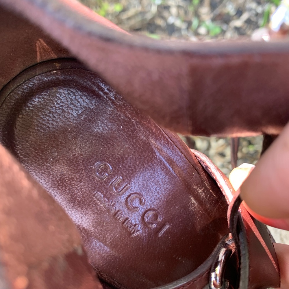 Gucci Brown High-Heeled Sandals with Strappy Design - Picture 12 of 14